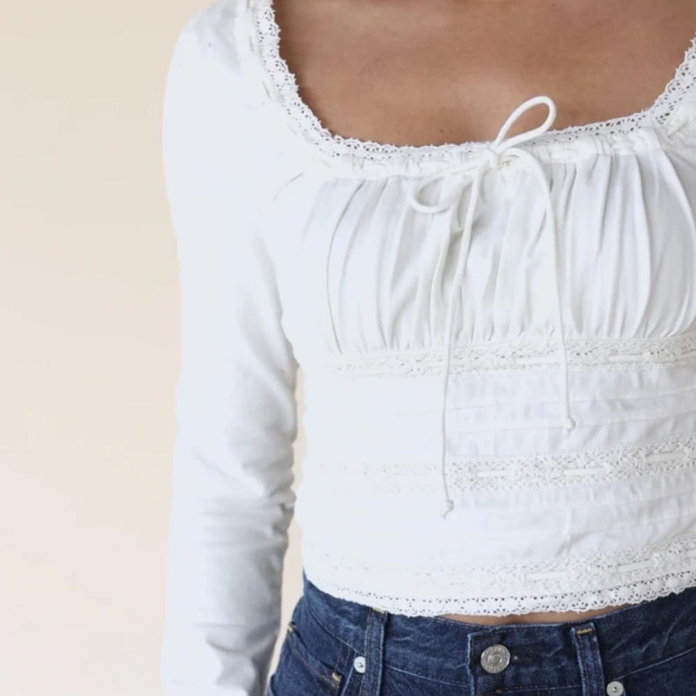 FREE PEOPLE Smocked White Top - Picture 6 of 10